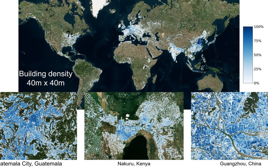 Global building density map