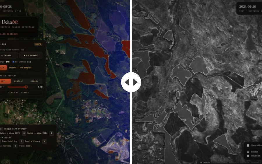 Map swipe comparison illustration