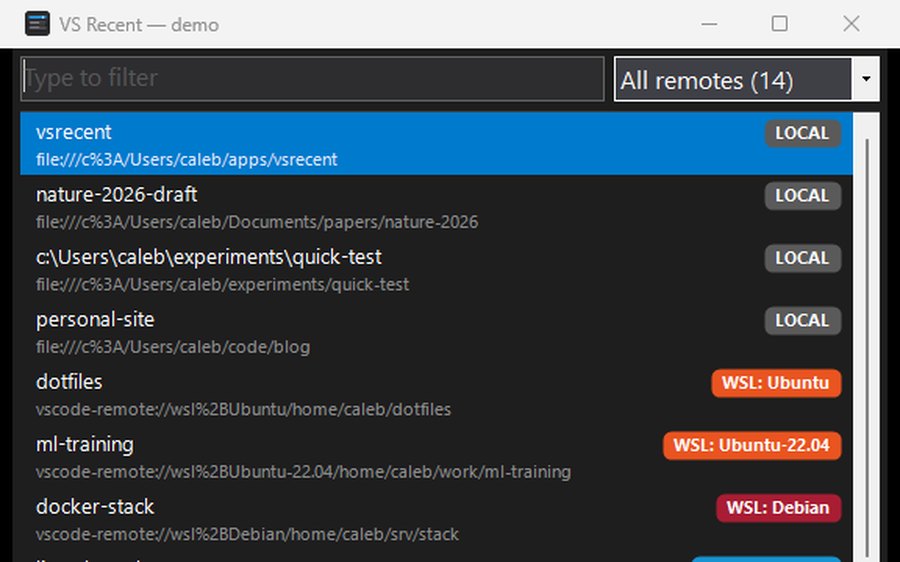 VS Recent launcher screenshot